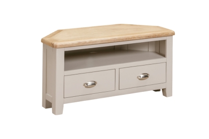 Windermere Painted Oyster Grey Oak Corner TV Unit