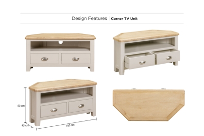Windermere Painted Oyster Grey Oak Corner TV Unit