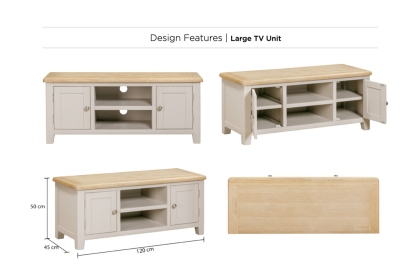 Windermere Painted Oyster Grey Oak Large TV Unit