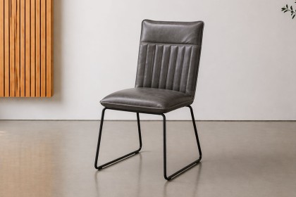 Cooper Leather Dining Chair in Grey (Pair) Cooper Leather Dining Chair in Grey (Pair)