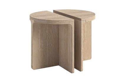 Portobello Oak Half Moon Nest of Tables