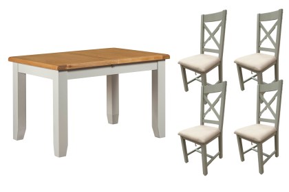 Cotswold Painted Grey Oak Small Ext Dining Table Set + 4 Chairs Cotswold Painted Grey Oak Small Ext Dining Table Set + 4 Chairs