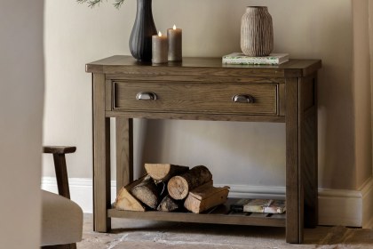 Gallery Direct Hardwick Smoked Oak 1 Drawer Console Table