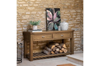 Gallery Direct Hardwick Smoked Oak 2 Drawer Console Table