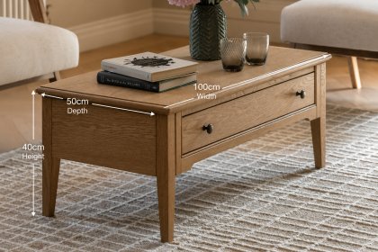 Gallery Direct Malvern Natural Oak 1 Drawer Coffee Table