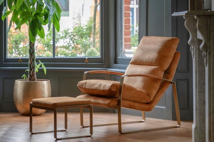 Gallery Direct Fabien Lounger Chair in Ochre Soft Fabric