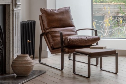 Gallery Direct Fabien Lounger Chair in Brown Leather