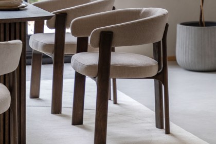 Gallery Direct Onda Walnut Dining Chair in Natural Fabric