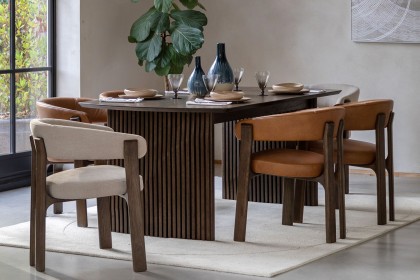 Gallery Direct Onda Walnut Ext 180-230cm Oval Dining Table Set & 8 Chairs (6 Brown + 2 Natural) Gallery Direct Onda Walnut Ext 180-230cm Oval Dining Table Set & 8 Chairs (6 Brown + 2 Natural)