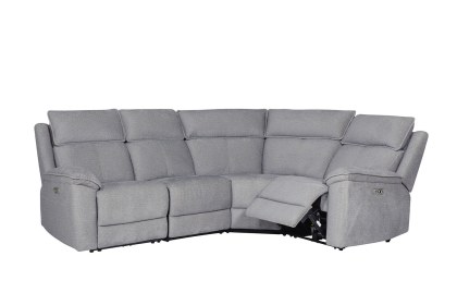 Blaine 4 Seater Electric Recliner Corner Sofa in Greige Fabric