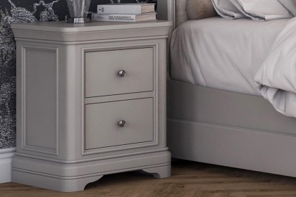 Mabel Wooden Bedside Table in Painted Taupe Finish