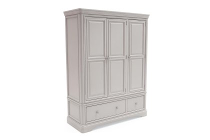Mabel Wooden 3 Door Wardrobe in Painted Taupe Finish Mabel Wooden 3 Door Wardrobe in Painted Taupe Finish