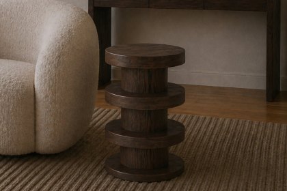 California Dark Oak Bobbin Side Table