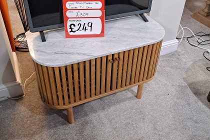 Ex-Display Plymouth - Soho Slatted TV Unit with Marble Top