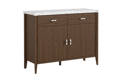 Florence Walnut Stained Oak Small 100cm Sideboard with Marble Top