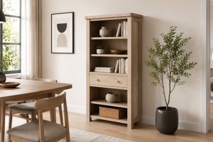 Normandy White Wash Large Bookcase
