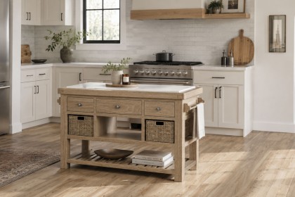 Normandy White Wash Large Kitchen Island
