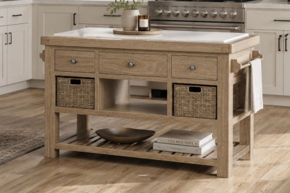 Normandy White Wash Large Kitchen Island