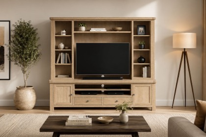 Normandy White Wash Extra Large TV Storage Combination Unit (Top + Base)