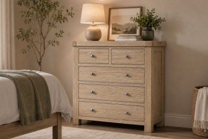 Normandy White Wash 2 Over 3 Chest of Drawer