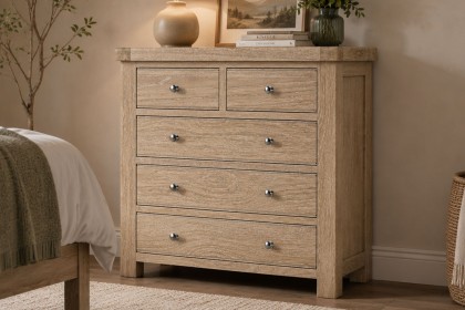 Normandy White Wash 2 Over 3 Chest of Drawer