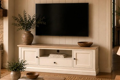 Provence Painted Off-White Oak Large 150cm TV Unit