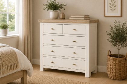 Windsor Country Oak Painted 2 Over 3 Chest of Drawers