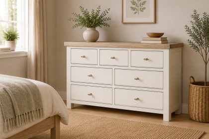 Windsor Country Oak Painted 3 Over 4 Chest of Drawers