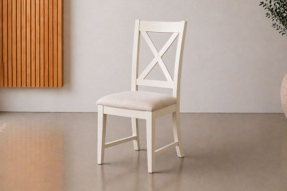 Burford Painted Oak Upholstered X-Back Dining Chairs (Pair)