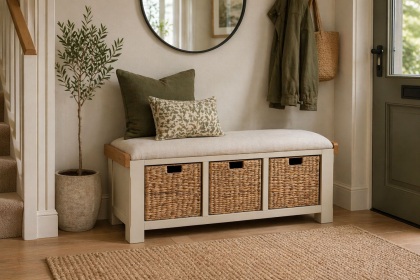 Burford Painted Oak 110cm Upholstered Hall Bench