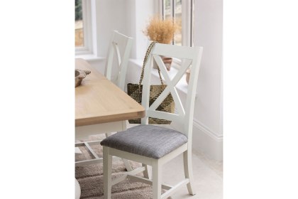 Burford Painted Oak 160-200cm Ext Pedestal Dining Table Set + 4 X-Back Chairs Burford Painted Oak 160-200cm Ext Pedestal Dining Table Set + 4 X-Back Chairs