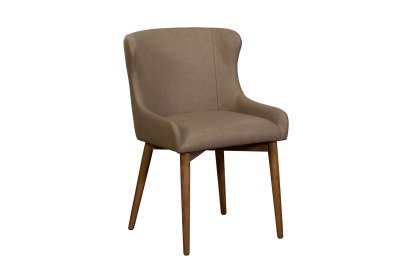 Logan Taupe PU Leather Curved Back Dining Chair with Ash Legs (Pair) Logan Taupe PU Leather Curved Back Dining Chair with Ash Legs (Pair)
