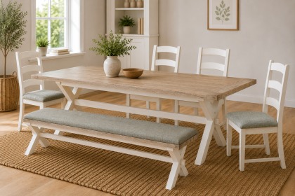 Windsor Country Oak Painted Cross-Leg 200-245cm Ext Dining Table Set