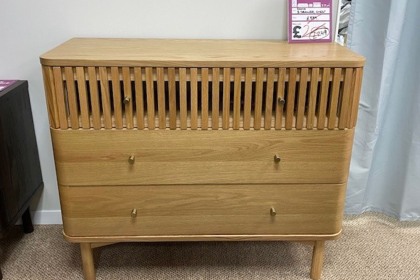 Ex-Display St Austell - Soho Natural Slatted 3 Drawer Chest of Drawers