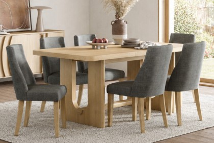 Cara Oak Large 200-245cm Extending Dining Table Set + 6 Luna Dining Chairs in Charcoal Cara Oak Large 200-245cm Extending Dining Table Set + 6 Luna Dining Chairs in Charcoal