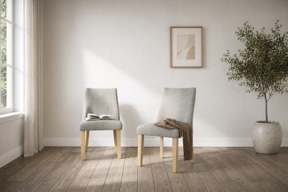 Luna Fabric Dining Chair in Beige (Pair)