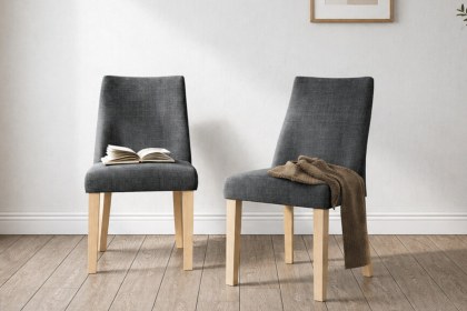 Luna Fabric Dining Chair in Charcoal (Pair)