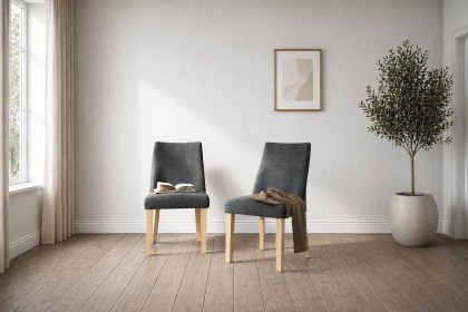Luna Fabric Dining Chair in Charcoal (Pair)