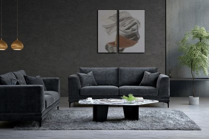 Lenox 2 Seater Sofa in Steel Grey Velvet