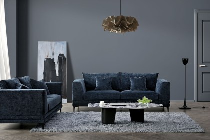 Lenox 3 Seater Sofa in Aegean Blue Velvet