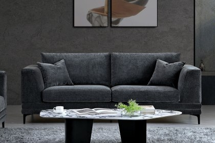 Lenox 3 Seater Sofa in Steel Grey Velvet
