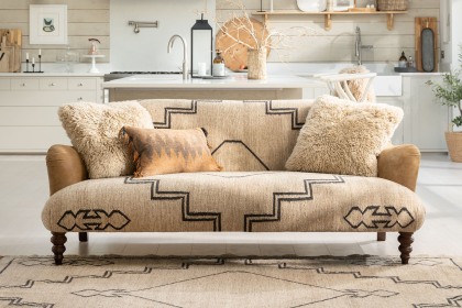 Tetrad Heritage Dakota Neutral Patterned Midi 2 Seater Sofa in Comanche and Cherokee Leather Fabric 