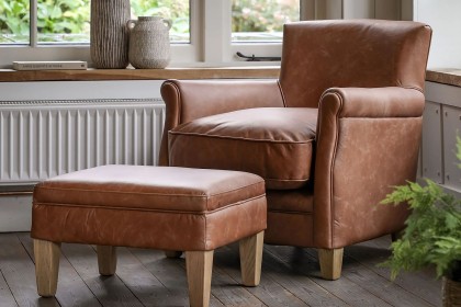 Gallery Direct Mr. Paddington Stool in Vintage Brown Leather Gallery Direct Mr. Paddington Stool in Vintage Brown Leather
