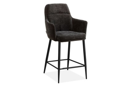 Bologna Fabric Bar Stool in Miami Black (Pair)