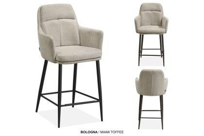 Bologna Fabric Bar Stool in Miami Toffee (Pair)