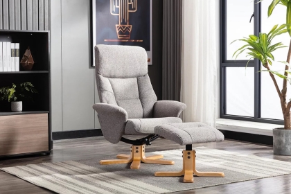 Marseille Swivel Recliner Chair & Stool