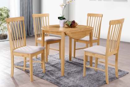 Alaska Oak Finish Round Drop Leaf Table