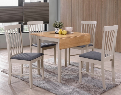 Alaska Painted Compact Square Drop Leaf Dining Table Set & 2 Chairs