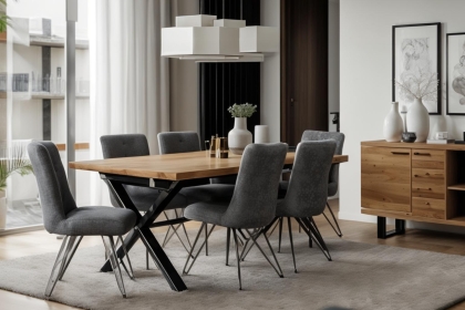 Forge Industrial 150 Dining Table Set & 4 Grey Dining Chairs