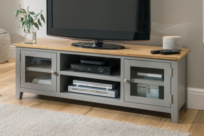 Chester Oak Painted Grey - Large TV Unit 150cm Wide| Moles Breath Grey